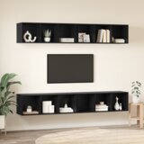 vidaXL Stenski TV kabinet s polico 4 pcs Črni hrast 37 x 37 x 107.5 cm | Shoptok.si