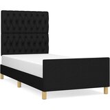 vidaXL Posteljni okvir z vzglavjem črn 90x200 cm blago, (20795153) Cene