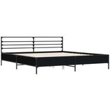  Okvir za krevet crni 200 x 200 cm konstruirano drvo i metal | shoptok.hr