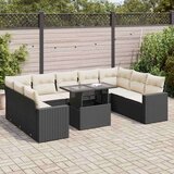 vidaXL 10-dijelni set vrtnih sofa s jastucima crni od poliratana | shoptok.hr