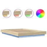 vidaXL okvir za krevet s led svjetlima boja hrasta 140 x 190 cm drveni | shoptok.hr