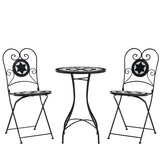 Bistro set s mozaikom crno-bijeli od željeza i keramike | shoptok.hr