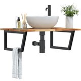  The Living Store Stenska polica za umivalnik jeklo in trden akacijev les - Polica Za Umivalnik, (21554778) | Shoptok.si