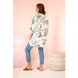 Kesi Włoski Women's V-neck shirt with a floral pattern khaki | Shoptok.si