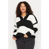 Trendyol Curve Black Striped Zippered Off Shoulder Knitwear Sweater | Shoptok.si