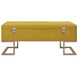  Klop s prostorom za shranjevanje 105 cm žamet v barvi gorčice, (20772331) | Shoptok.si