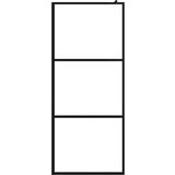 Pregrada za tuš s policom crna 90x195 cm staklo ESG i aluminij | shoptok.hr