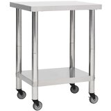 vidaXL Kuhinjski radni stol s kotačima 80x30x85 cm nehrđajući čelik Cijene