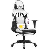  igraća stolica s osloncem bijelo-crna od umjetne kože | shoptok.hr