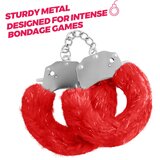 Crushious SPANGLE METAL CUFFS WITH PLUSH RED u