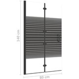  Sklopiva pregrada za tuš ESG 80 x 140 cm crna | shoptok.hr