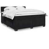 vidaXL Box spring postelja z vzmetnico črna 180x200 cm žamet | Shoptok.si