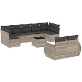 Maison Chic Seti vrtnega pohištva - Vrtna garnitura - Vrtni pohištvo set 10-delna z blazinami sv. siv poli ratan, (21815423) | Shoptok.si