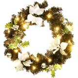  Božićni vijenac s LED svjetlima crni 60 cm PVC | shoptok.hr