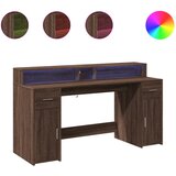Maison Chic Pisalna miza - pisarniška miza - Računalniška miza z LED lučkami rjavi hrast 160x55x91 cm inž. les, (21785269) Cene