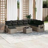 Maison Chic Seti vrtnega pohištva - Vrtna garnitura - Vrtni pohištvo set 9-delna z blazinami sv. siv poli ratan, (21798437) | Shoptok.si