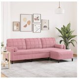 vidaXL Trosjed s tabureom ružičasti 210 cm baršunasti | shoptok.hr
