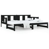  Dnevni ležaj na izvlačenje 2 x (90 x 190) cm crni od borovine | shoptok.hr