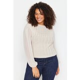 Trendyol Curve Plus Size Sweater - Beige - Fitted Cijene