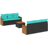 vidaXL 7-delni vrtni komplet sedežnih garnitur z blazinami črne barve poli ratan, (5000293266) | Shoptok.si