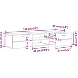 vidaXL TV omarica s predalom Bela 150 x 39 x 30 cm Konstruiran les | Shoptok.si