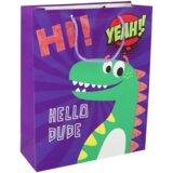  Ubičasta papirnata poklon vrećica s dinosaurima 41,5 cm x 30 cm x 12 cm | Shoptok.si