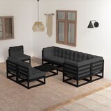The Living Store Vrtna sedežna garnitura 9-delna z blazinami trdna borovina - Vrtna Sedežna Garnitura, (21480019) | Shoptok.si