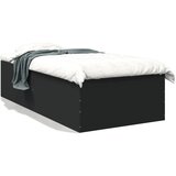 vidaXL Posteljni okvir črn 100x200 cm inženirski les | Shoptok.si