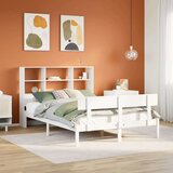 vidaXL Knjižna postelja brez vzmetnice bela 140x200 cm trdna borovina | Shoptok.si