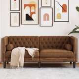  Dvosjed Chesterfield s jastučićima smeđi umjetne brušene kože | shoptok.hr
