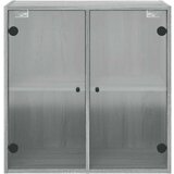vidaXL Stenska omarica s steklenimi vrati siva sonoma 68x37x68,5 cm | Shoptok.si