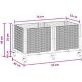  Vrtni saksija s kotačima Crna 80 x 40 x 44 cm PP | Eponuda.com