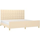  Posteljni okvir z vzglavjem krem 200x200 cm blago, (20904818) | Shoptok.si