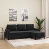  Trosjed s tabureom crni 180 cm baršunasti | shoptok.hr
