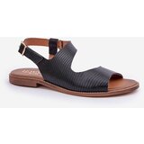Boto Lewski Shoes Leather Sandals With Buckle And Embossing Lewski 3041 Black | Eponuda.ba