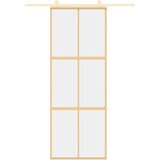 vidaXL Klizna vrata zlatna 76x205 cm prozirno staklo ESG i aluminij | shoptok.hr