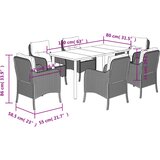  7-dijelni vrtni blagovaonski set od poliratana s jastucima sivi | shoptok.hr