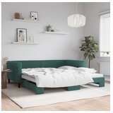 vidaXL Izvlečna dnevna postelja temno zelena 100x200 cm žame Cene
