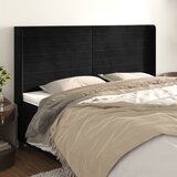 vidaXL Vzglavje z ušesi črno 203x16x118/128 cm žamet | Shoptok.si