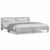  Okvir kreveta s uzglavljem siva boja betona 200x200 cm drveni | Shoptok.si