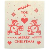 OWOSCHFETZN Spužvasta krpa "Merry Christmas" - Izvezeni snjegović | shoptok.hr