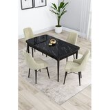 Hanah home trpezarijski set Kar, sto na razvlačenje i 4 stolice, ploča u dekoru crnog mermera, krem tkanina Babyface | Eponuda.com