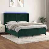Krevet box spring s madracem LED tamnozeleni 180x200 cm baršun Cijene