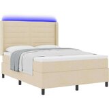  Box Spring postelja z vzmetnico in LED krem 160x200 cm tkanina, (22050301) Slike