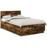  Krevetna konstrukcija s LED trakama Dimljeni hrast 120 x 190 cm | shoptok.hr