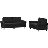 Maison Chic Sedežna garnitura - kavč 2-delna z blazinami črn žamet, (21728995) | Shoptok.si