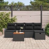 vidaXL 6-delni vrtni kavč set z blazinami Črn poli ratan | Shoptok.si
