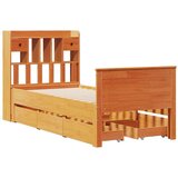 vidaXL Knjižna postelja brez vzmetnice vošč. rjava 90x190 cm borovina | Shoptok.si