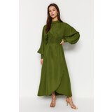 Trendyol Green Fitted Jacquard Satin Floral Woven | Shoptok.si