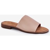 EVENTO Ladies Leather Smooth Slippers Beige Cerise | shoptok.hr